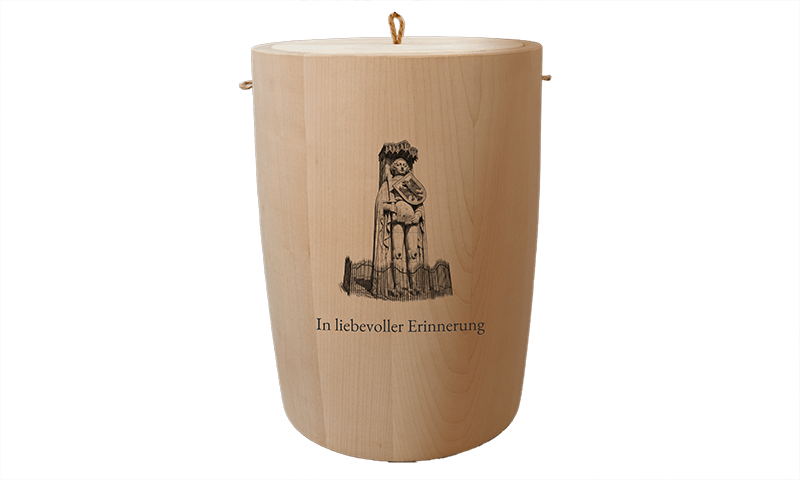 Fertige Holzurne mit individueller Laser-Gravur